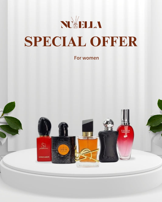 Si 30ml + Black opium 30ml + Libra 30ml + Delina 30ml + Escada 30ml