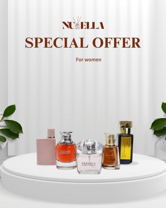 Burberry her 30ml + Scandal 30+ Versaci 30ml + Raghba 30ml + Mansira 30ml