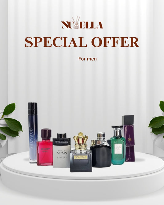 Sauvage 30ml + Joop 30ml + Bolgari man 30ml + Scandal 30ml + Montblank 30ml + Mousof 30ml + Bad boy 30ml