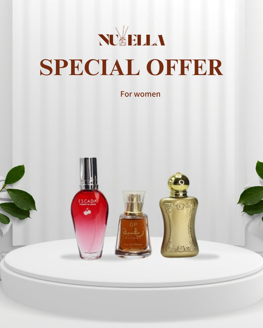 Escada Cherry 30ml + Raghba 30ml + Delina 30ml