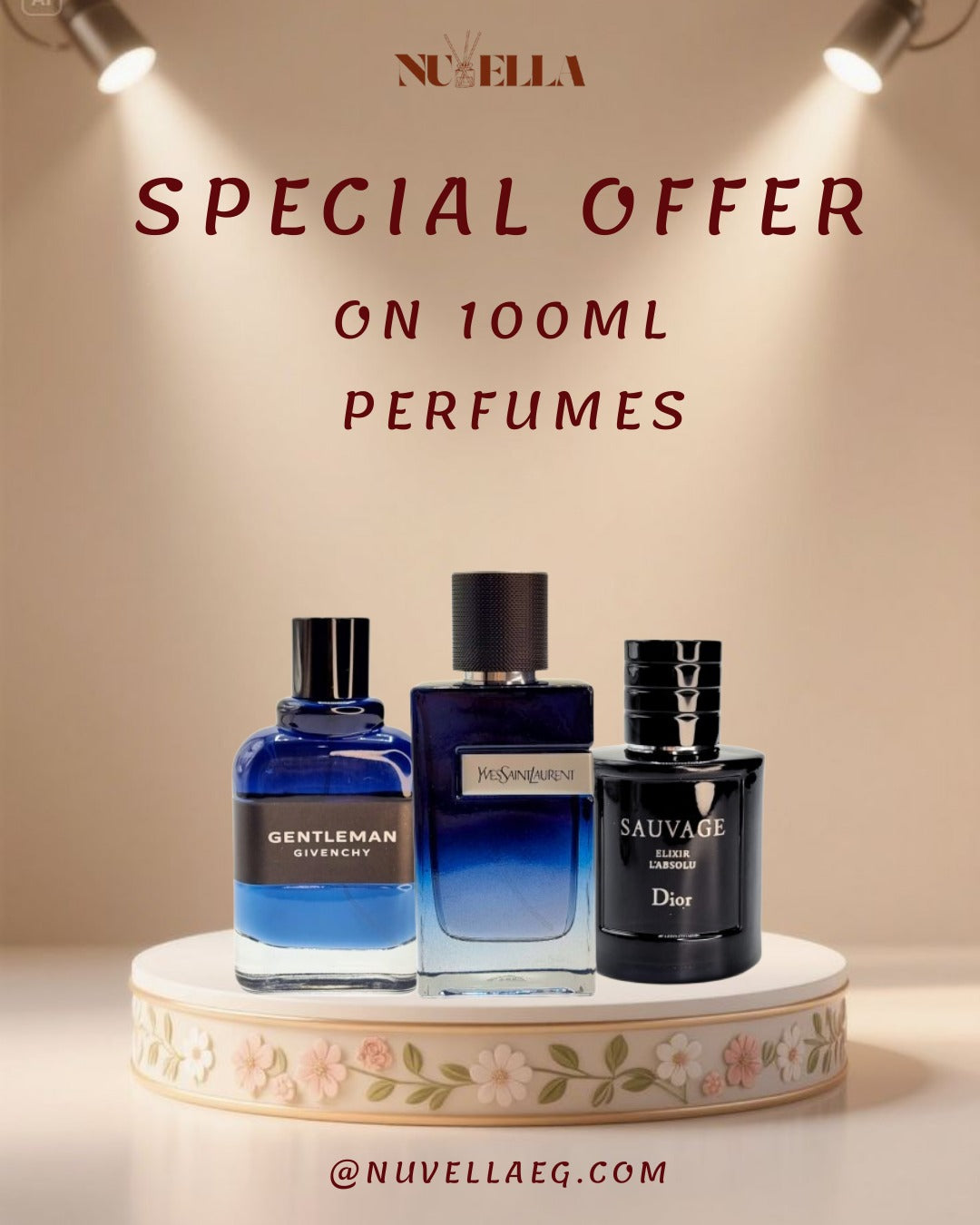 Gentleman Givenchy 100ml + Yves Saint Laurent 100ml + Sauvage Elixir Dior 100ml