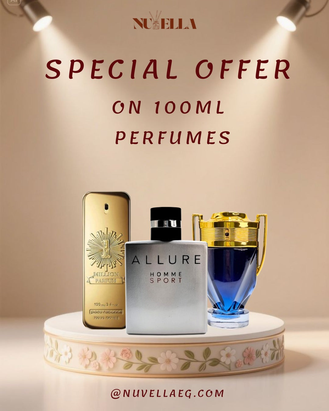 1 Million 100ml + Allure Homme Sport 100ml + Invictus Perfume Rabanne 100ml