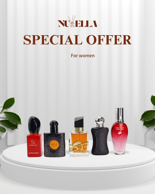 Si 30ml + Black opium 30ml + Libra 30ml + mDelina 30ml + Escada 30ml