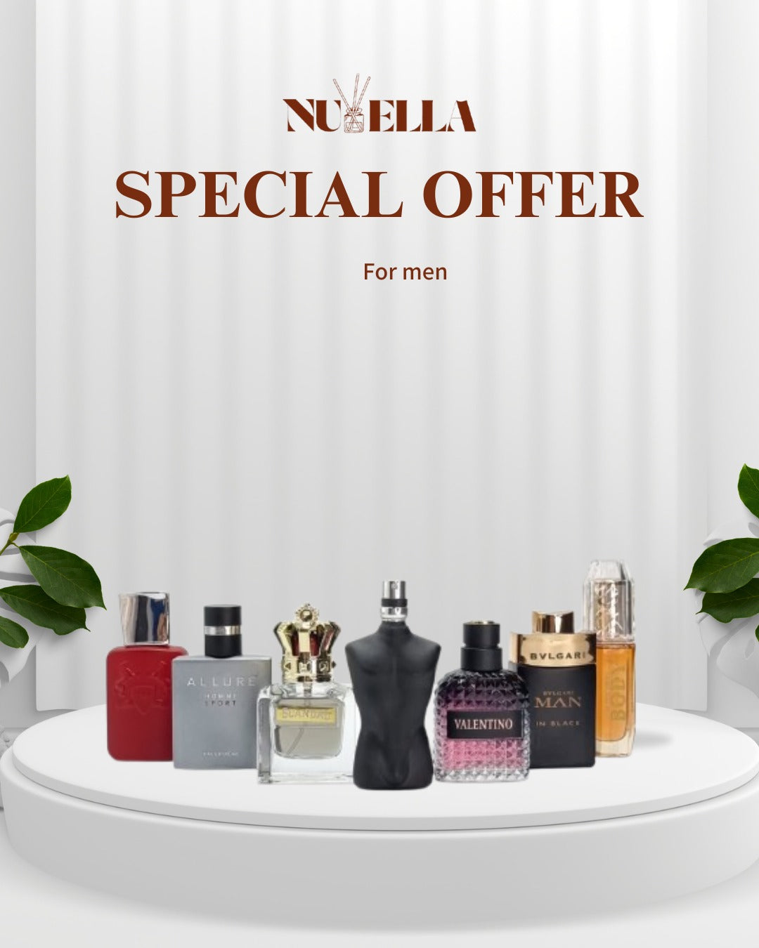 De marly 30ml + Alura 30ml + Scandal 30ml + Jeanpoul 30ml + Vlantino 30ml + Bolgari man 30ml+Burberry body 30ml